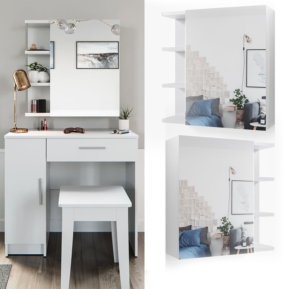 Vicco Schminktisch Fynnia Frisiertisch Kommode Frisierkommode Spiegel Wei&szlig; - Bild 1
