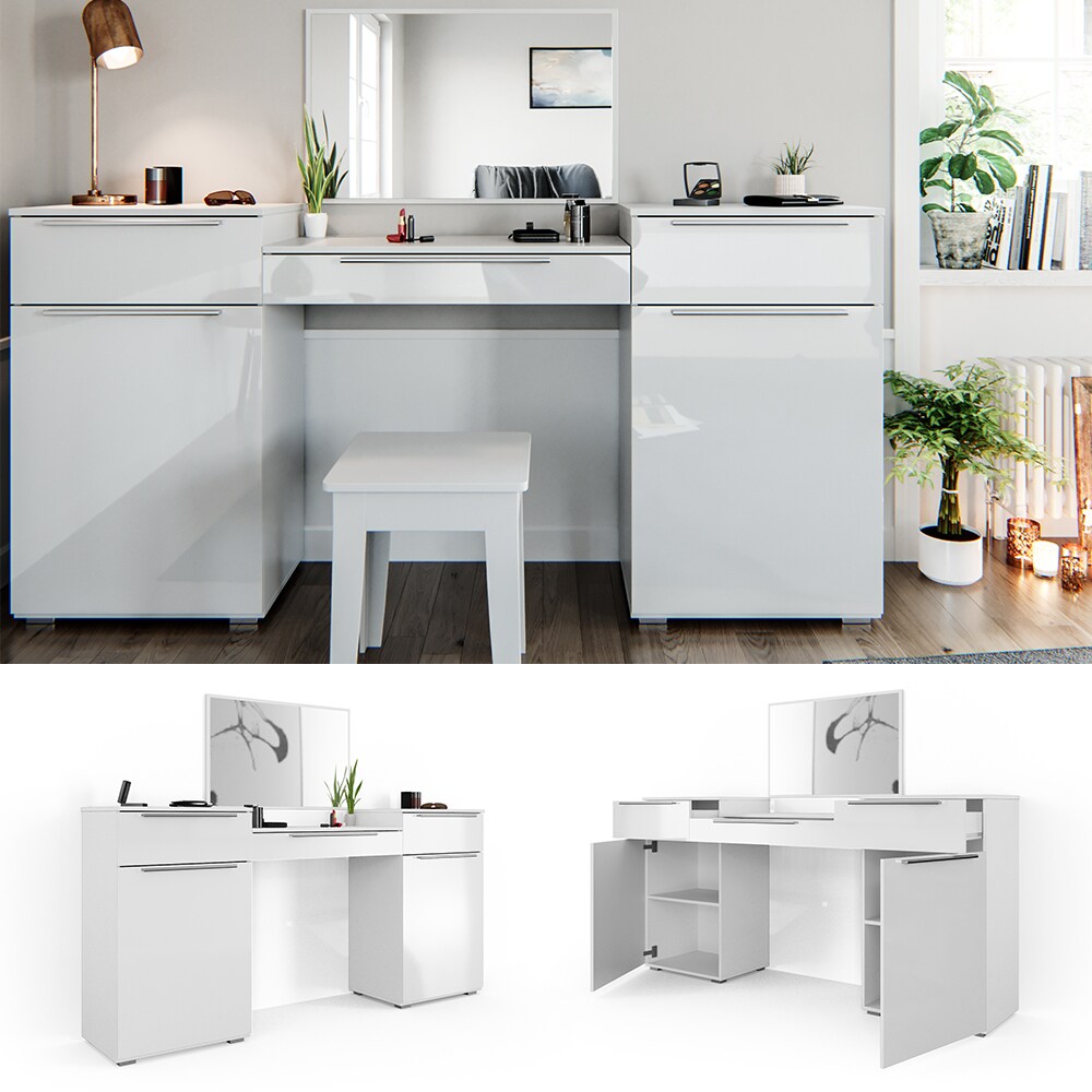 Vicco Schminktisch Lilli Frisiertisch Kommode Frisierkommode Spiegel Wei&szlig; - Bild 1