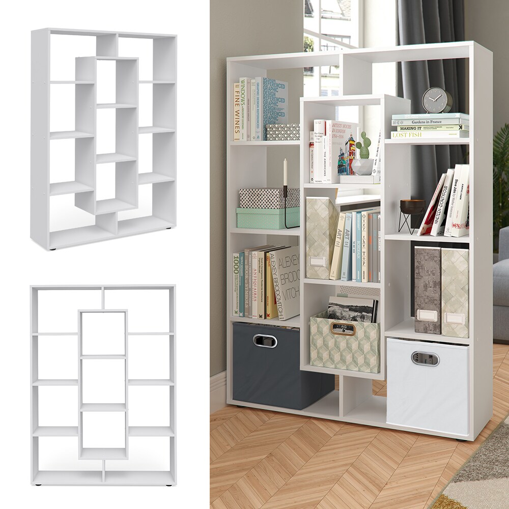 Vicco Raumteiler Bücherregal Standregal Wandregal Büroregal 11 Fächer Weiß