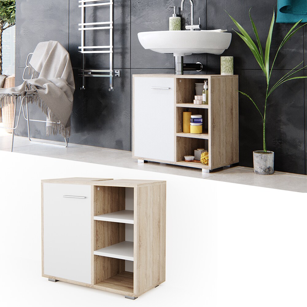 Vicco Waschtischunterschrank Perry Unterschrank Waschbecken Waschtisch Weiß / Sonoma | 04251421911321