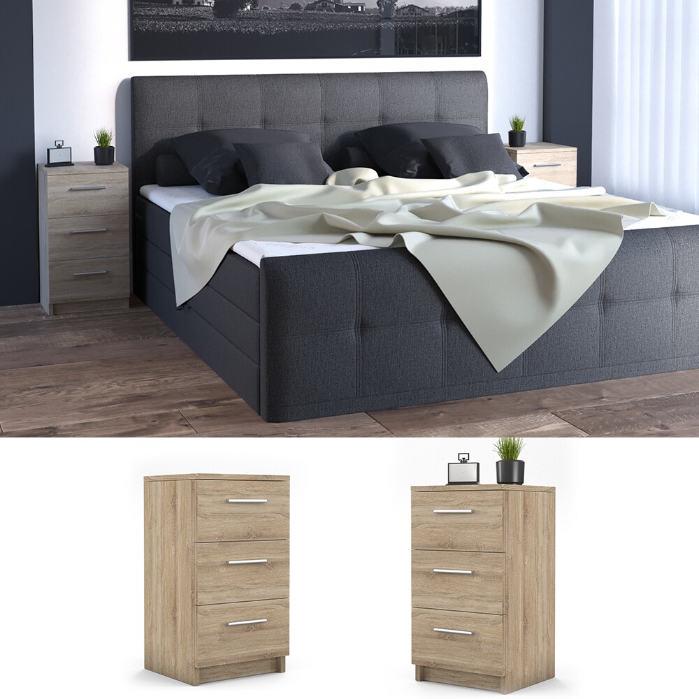 VICCO Nachtkommode Boxspringbett Nachtschrank Nachttisch Kommode Schrank sonoma - Bild 1