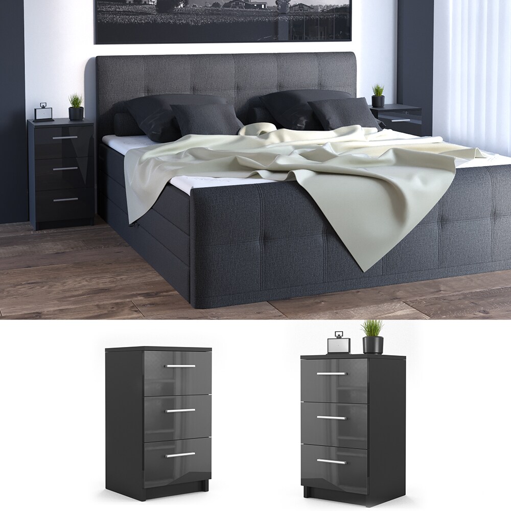 VICCO Nachttisch für Boxspringbett Nachtschrank Nachtkommode Kommode Schrank | 04251421920446