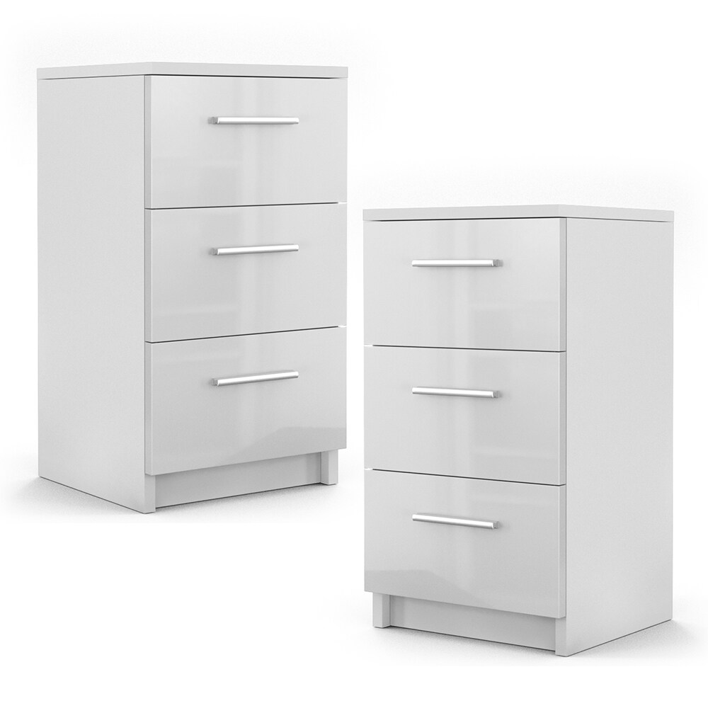 VICCO Nachtkommode Boxspringbett 2er Set 66cm hoch Nachtschrank Nachttisch Kommode weiß hochglanz online kaufen bei Netto