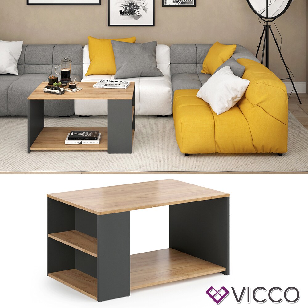 VICCO Couchtisch DARIO in Anthrazit Eiche – Wohnzimmer Sofatisch Kaffeetisch | 04251421922136