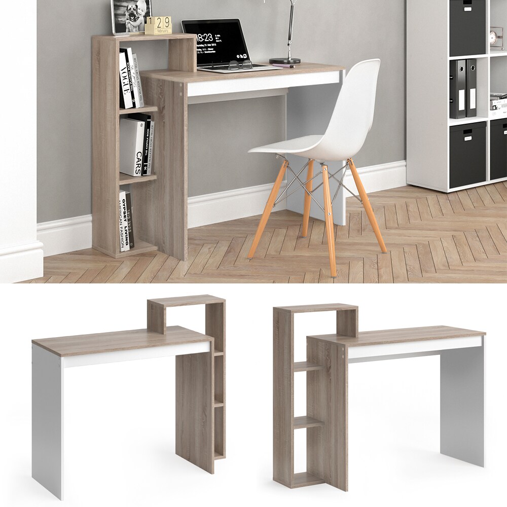 Vicco Schreibtisch Leo Schreibtisch Arbeitstisch Regal PC Tisch Wei&szlig; Sonoma - Bild 1