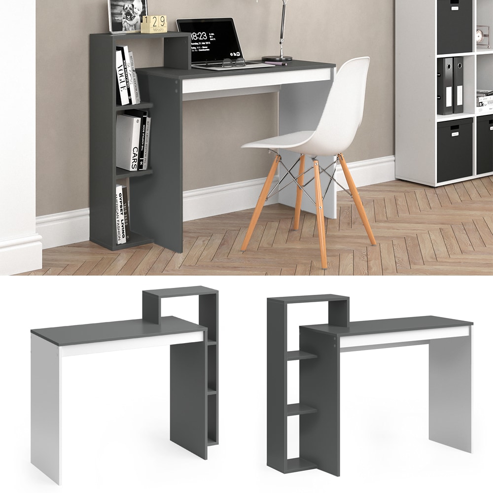 Vicco Schreibtisch Leo Schreibtisch Arbeitstisch Regal PC Tisch Wei&szlig; Anthrazit - Bild 1