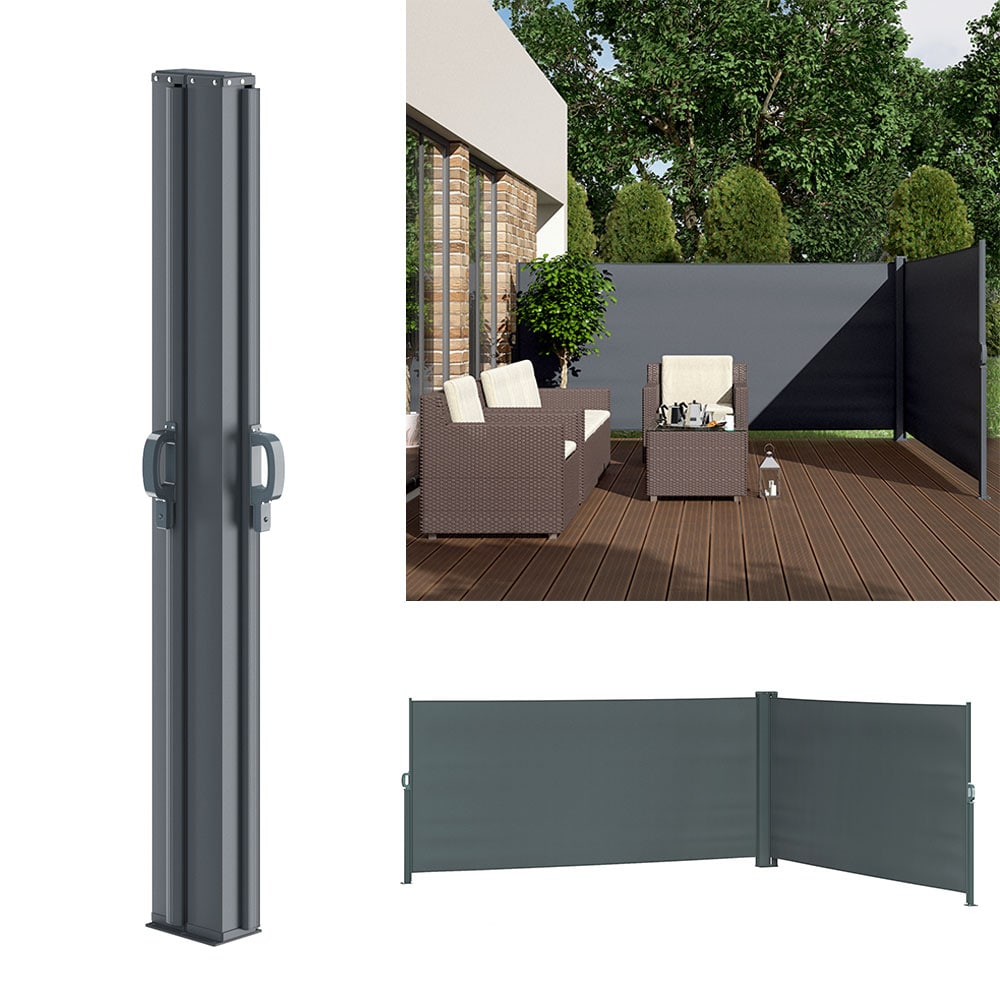 Doppel Seitenmarkise Sichtschutz 160x600cm Sonnenschutz Seitenrollo Eck Markise Anthrazit - Bild 1