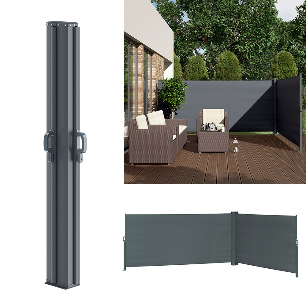 Doppel Seitenmarkise Sichtschutz 160x600cm Sonnenschutz Seitenrollo Eck Markise Anthrazit | 04251421923218