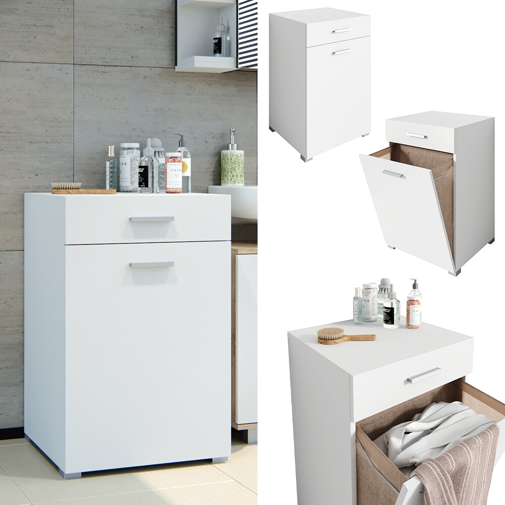 Vicco Wäschekorb Matteo Waschmaschinenschrank Badschrank Wäscheschrank XL Weiß