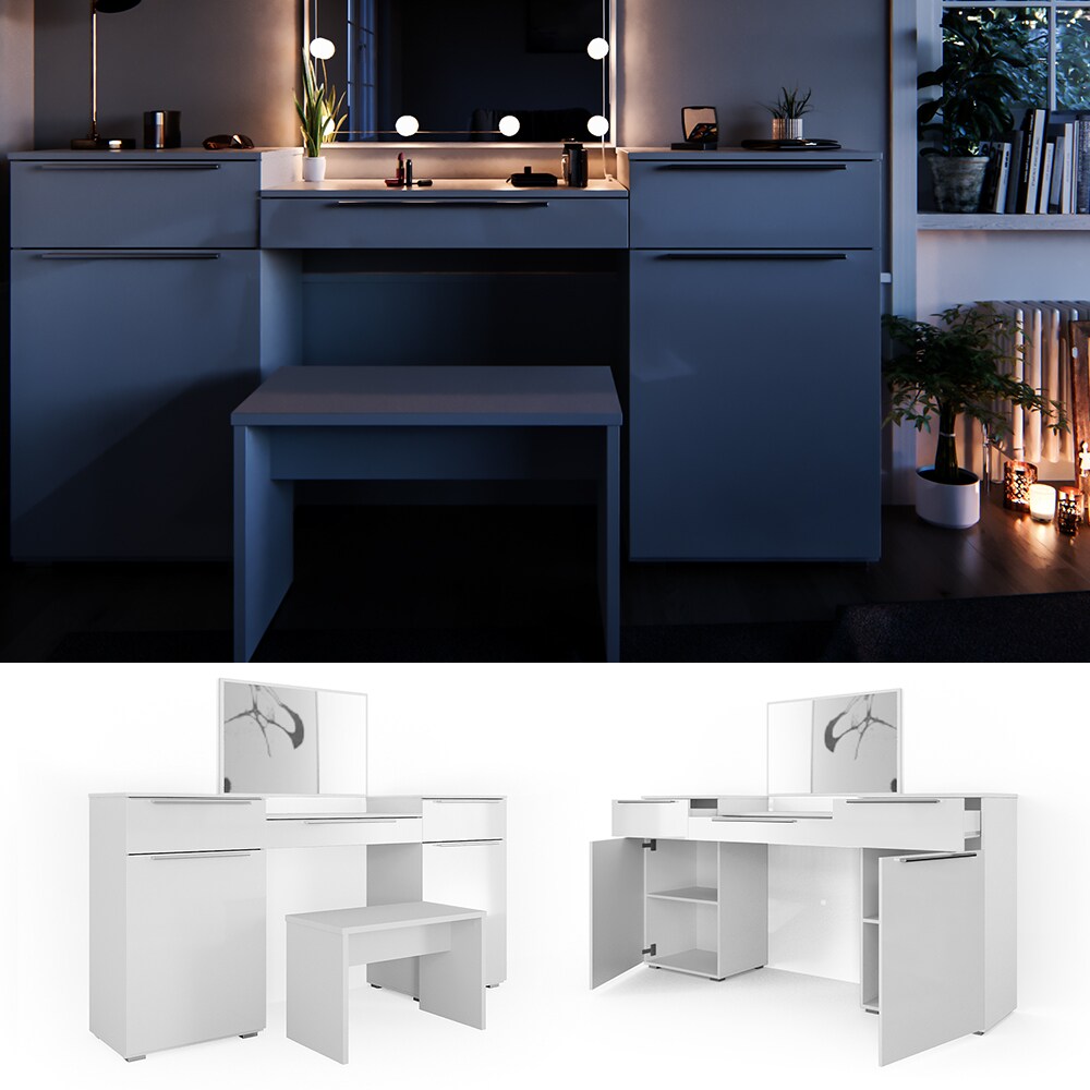 Vicco Schminktisch Lilli Frisiertisch Kommode Frisierkommode Spiegel Wei&szlig; inklusive Bank - Bild 1