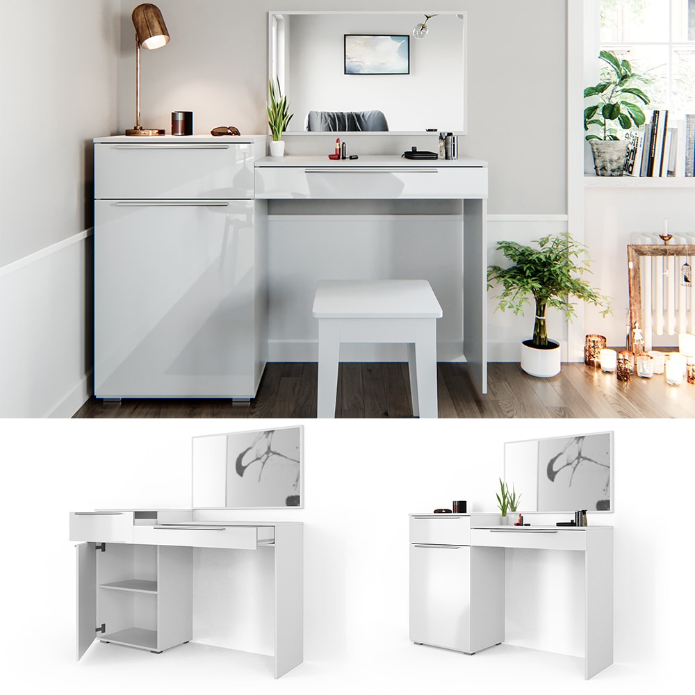 Vicco Schminktisch Little Lilli Frisiertisch Kommode Frisierkommode Spiegel Wei&szlig; inklusive Bank - Bild 1