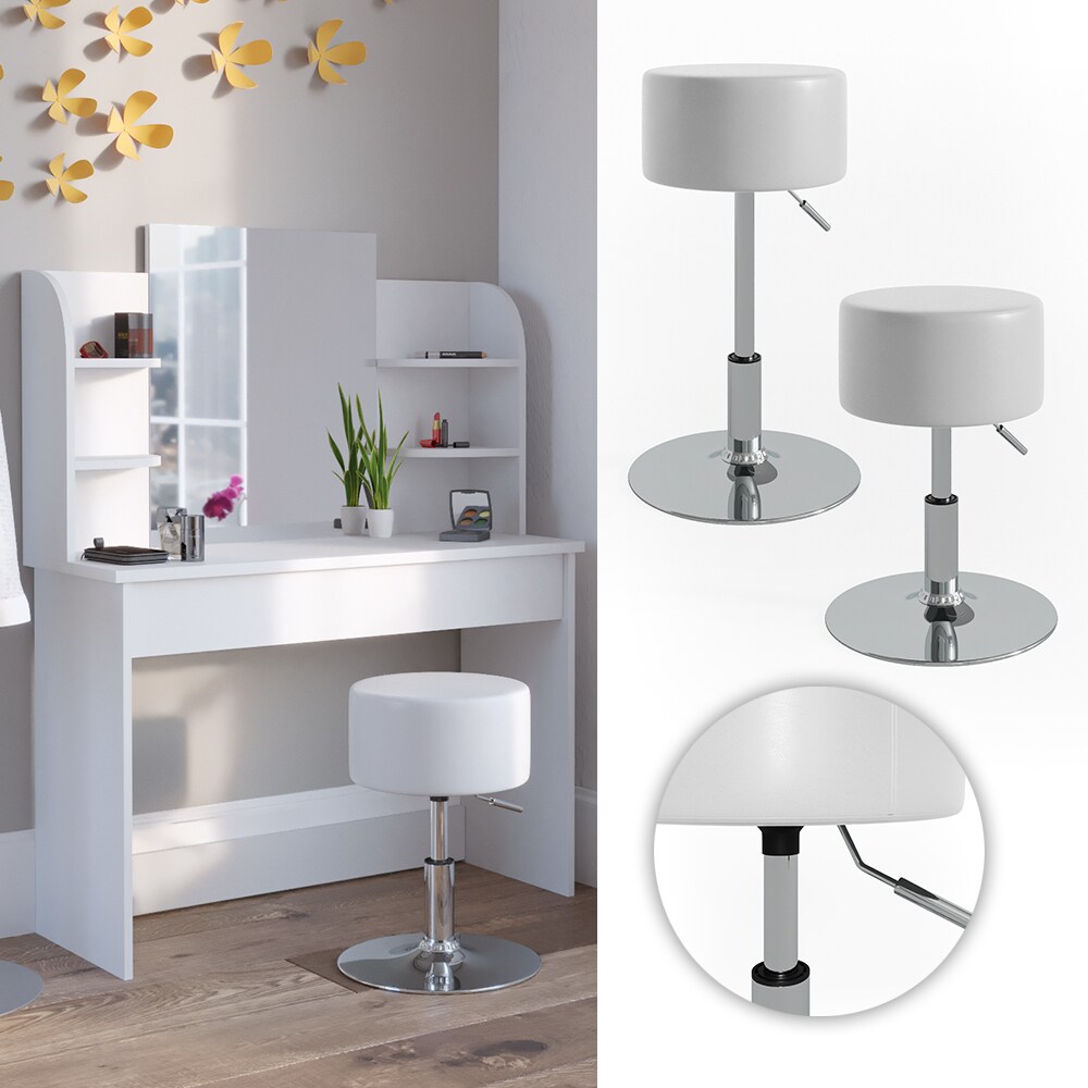 VICCO Design Hocker / Schminkhocker h&ouml;henverstellbar in wei&szlig; - Bild 1
