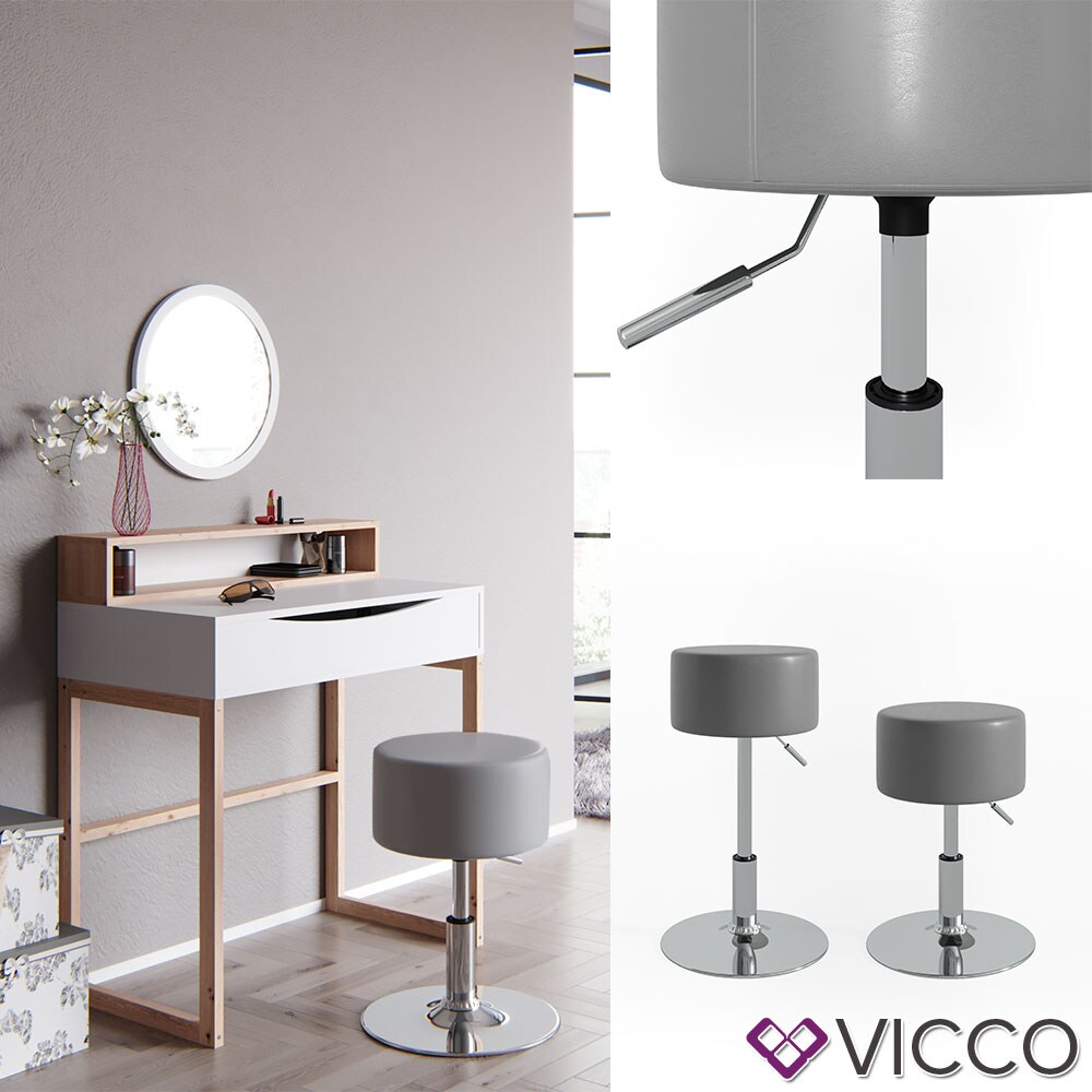 VICCO Design Hocker Schminkhocker höhenverstellbar in grau | 04251421924222