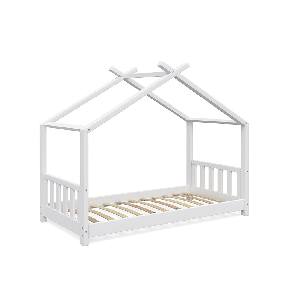 VitaliSpa Kinderbett Design Hausbett Kinderbett Kinder Holz Haus Zaun 80x160cm Weiß | 04251421925106
