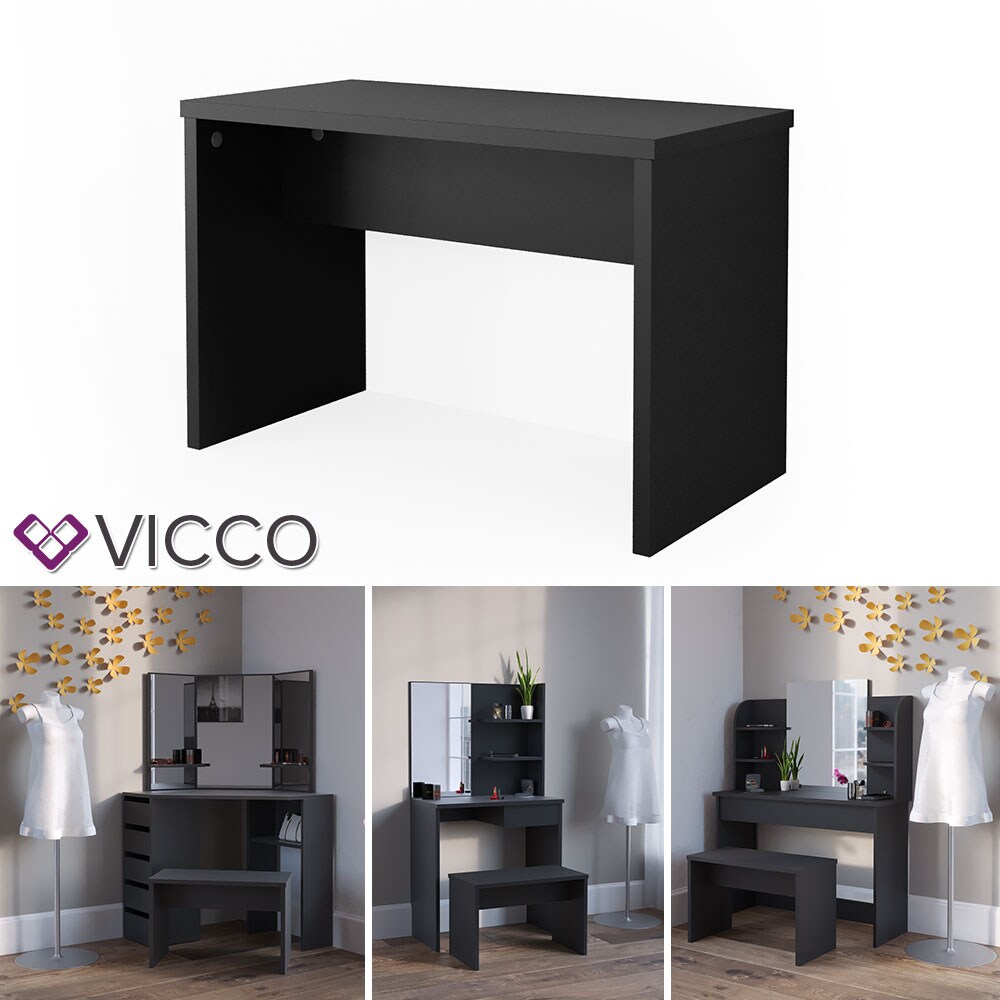 VICCO Universalhocker Bank schwarz – Frisiertisch Kommode Spiegel | 04251421924536