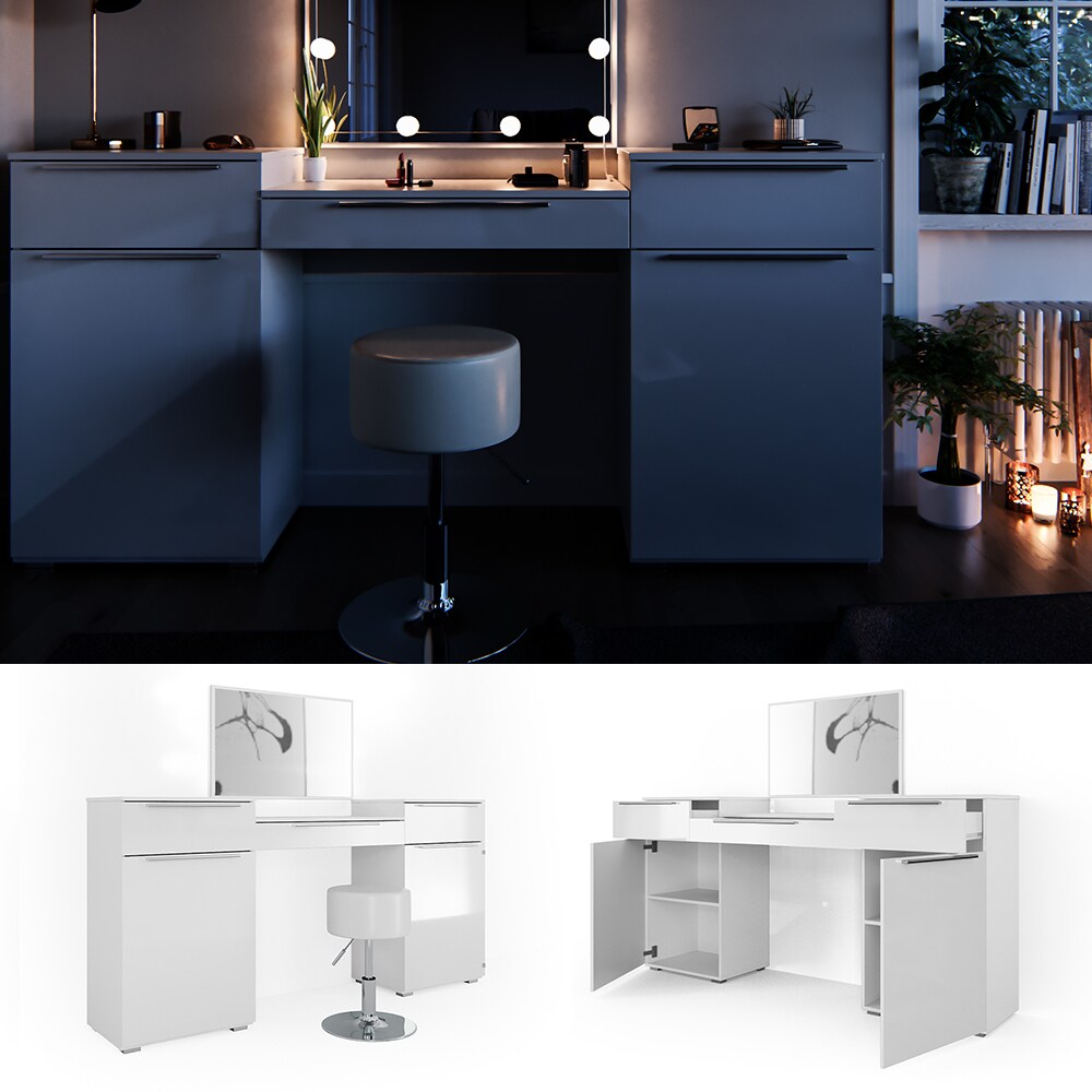 Vicco Schminktisch Lilli Frisiertisch Kommode Frisierkommode Spiegel Weiß inklusive Hocker | 04251421925861