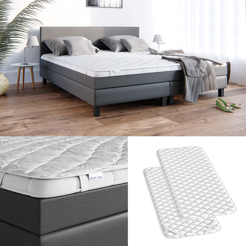 VitaliSpa Topper Matratzenschoner 90×200 cm Matratzen-Auflage weiß Microfaser | 04251421926226