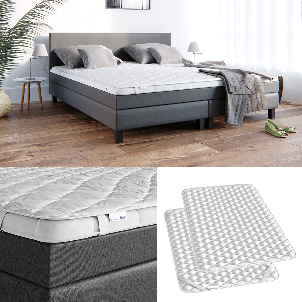VitaliSpa Topper Matratzenschoner 140x200 cm Matratzen-Auflage weiß Microfaser