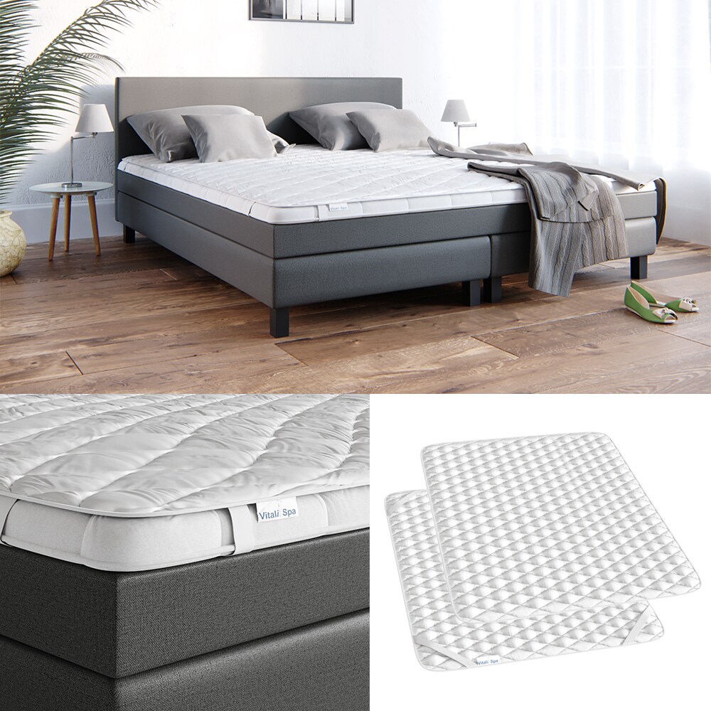 VitaliSpa Topper Matratzenschoner 160x200 cm Matratzen-Auflage weiß Microfaser