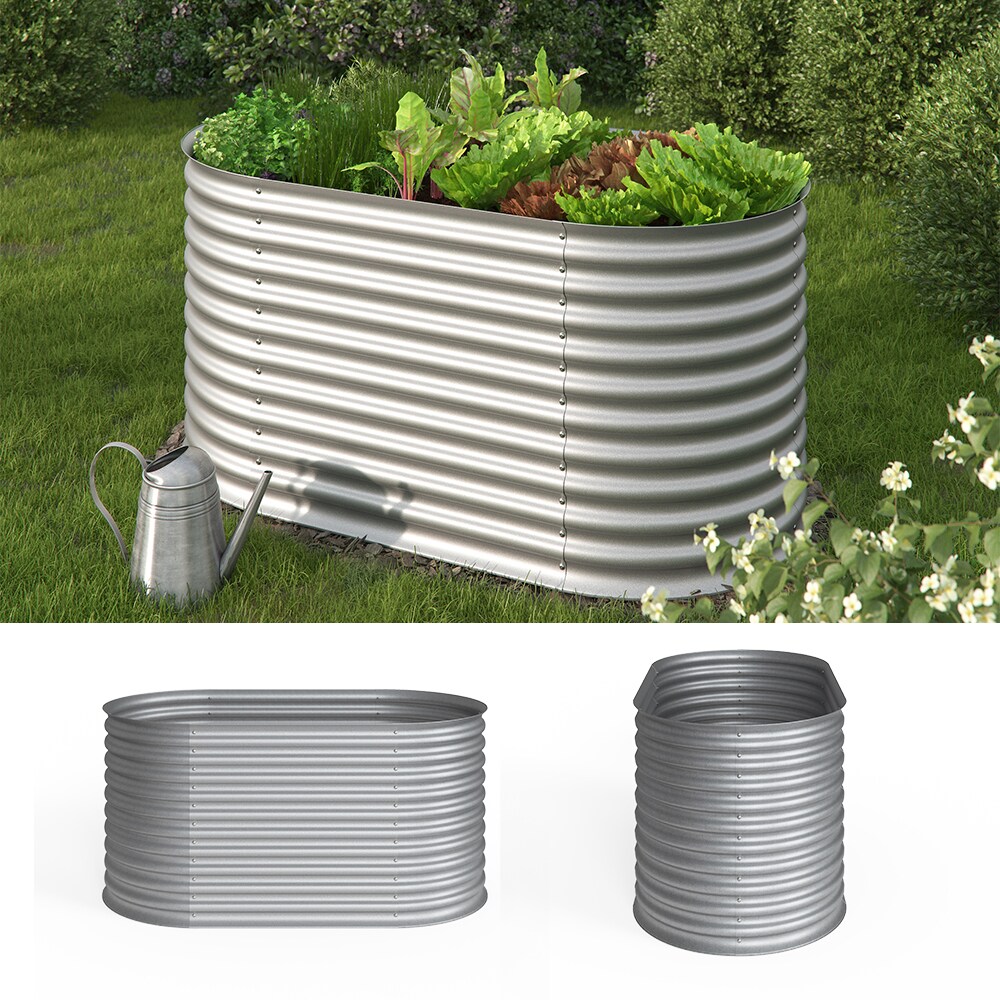 Oskar Hochbeet Kr&auml;uterbeet Gem&uuml;sebeet oval 160x80x82cm Stahl verzinkt Garten - Bild 1