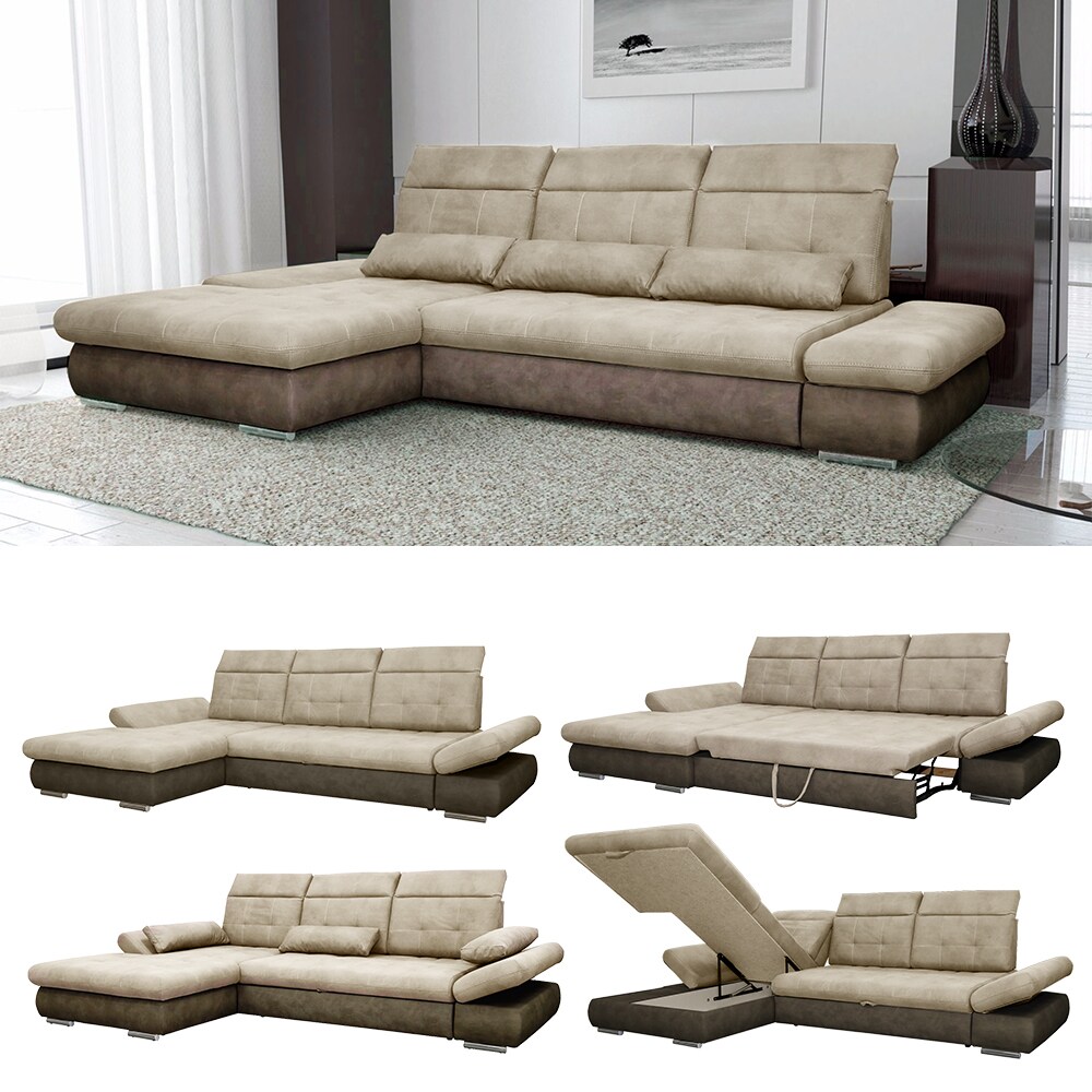 VitaliSpa Ecksofa HAMPTON Schlaffunktion Couch Schlafsofa Bett Bettkasten Taschenfederkern Sofa XXL - Bild 1