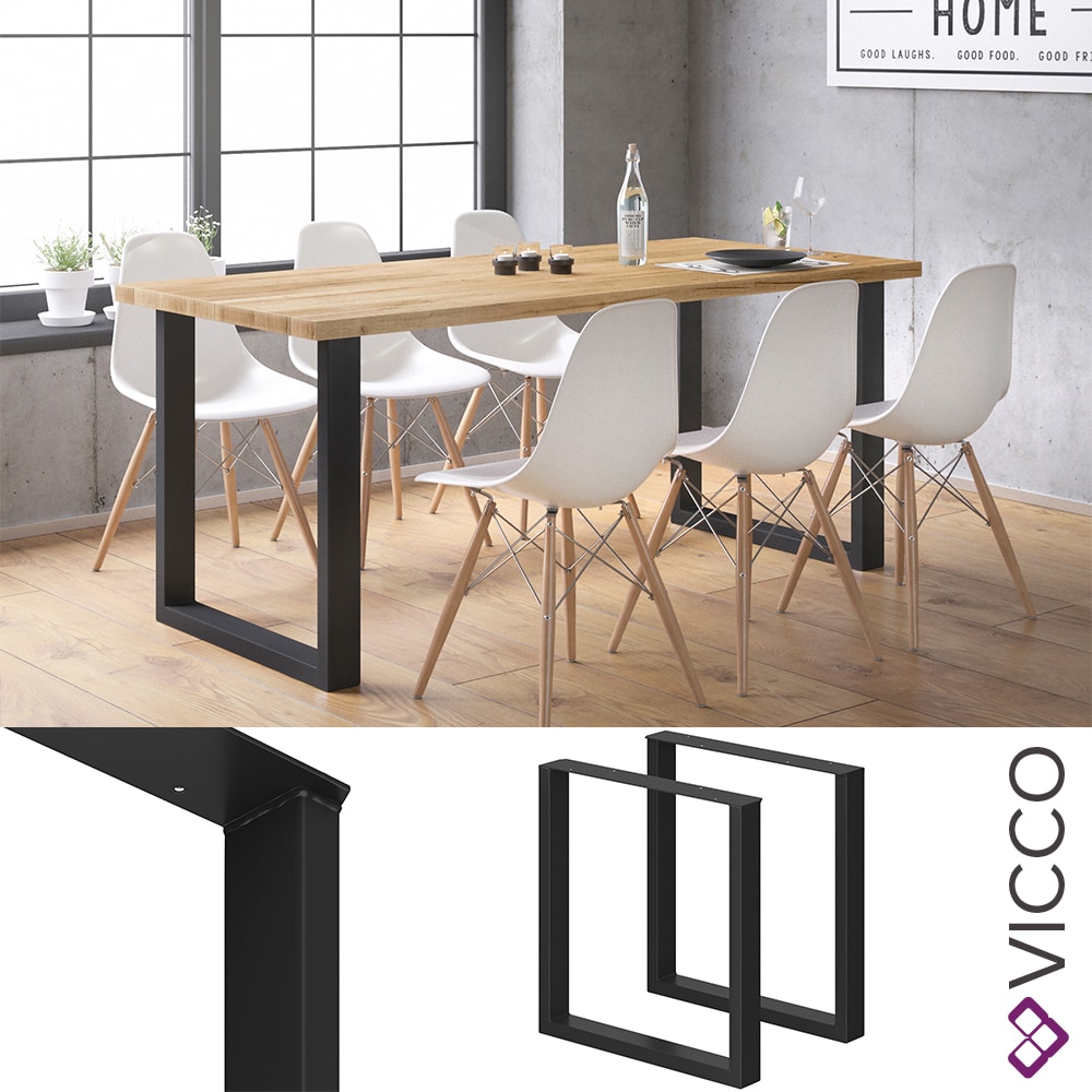Vicco Tischbeine Loft Tischkufen pulverbeschichtet 2er Set 72x70 cm - Bild 1