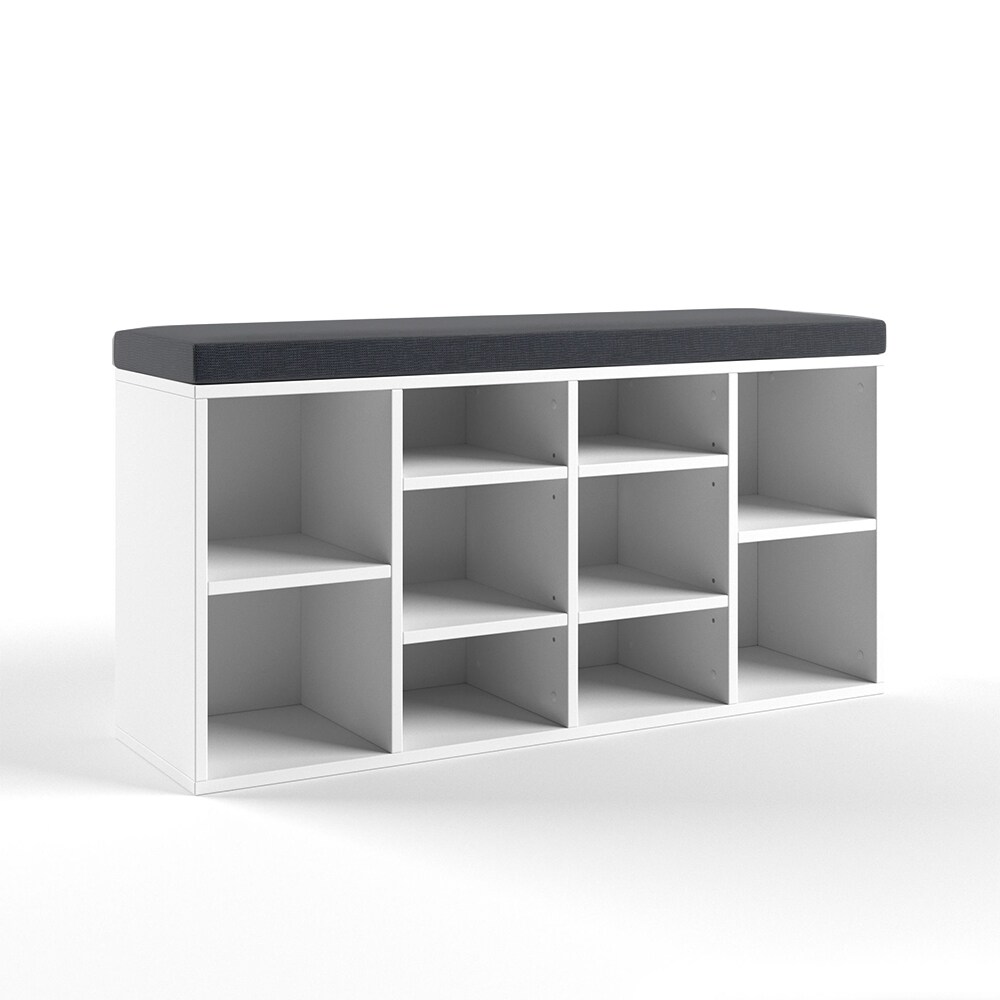 Vicco Schuhschrank Schuhbank Sitzauflage Schrank Schuhregal 10 F&auml;cher Wei&szlig; - Bild 1