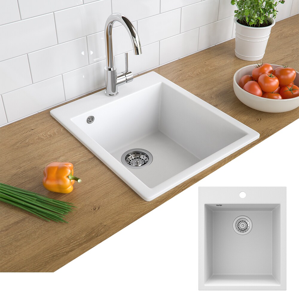 Granit Spüle Küchenspüle Einbauspüle Spülbecken 425x500mm Weiß