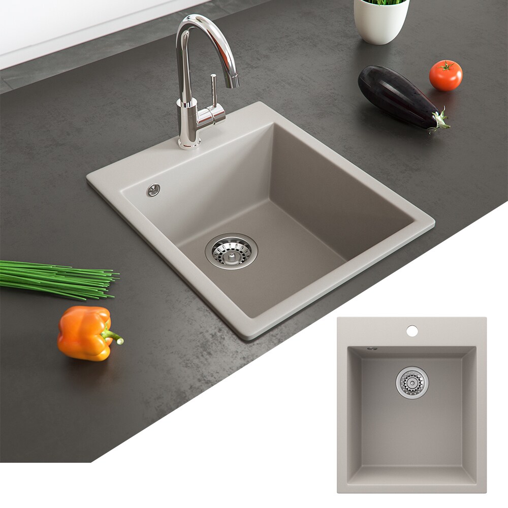 Bergstr&ouml;m Granit Sp&uuml;le K&uuml;chensp&uuml;le Einbausp&uuml;le Sp&uuml;lbecken 425x500mm Beige - Bild 1
