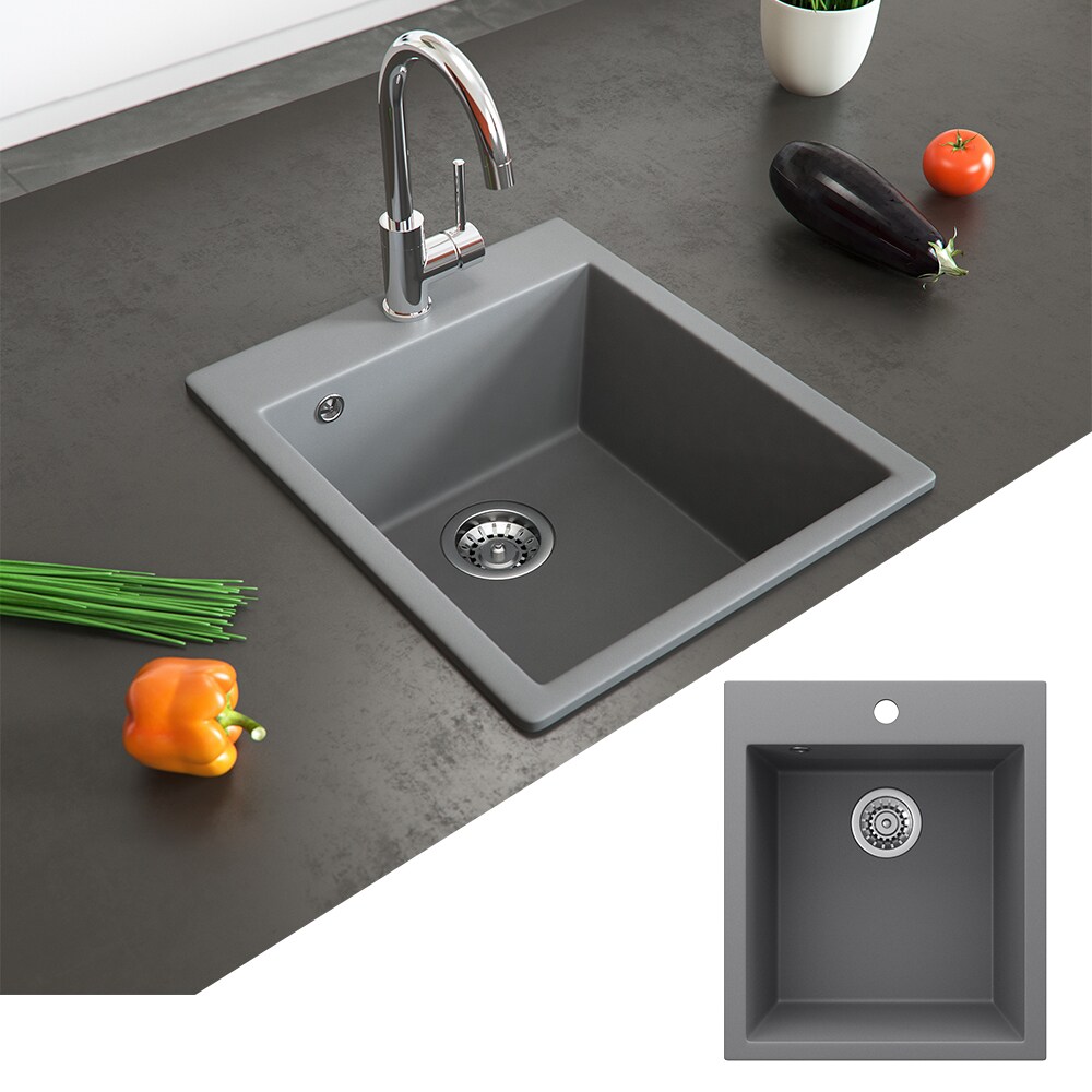 Granit Spüle Küchenspüle Einbauspüle Spülbecken 425x500mm Grau
