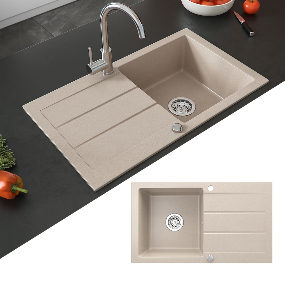 Bergstr&ouml;m Sp&uuml;le K&uuml;chensp&uuml;le Einbausp&uuml;le Sp&uuml;lbecken Granit Beige 440x760mm - Bild 1