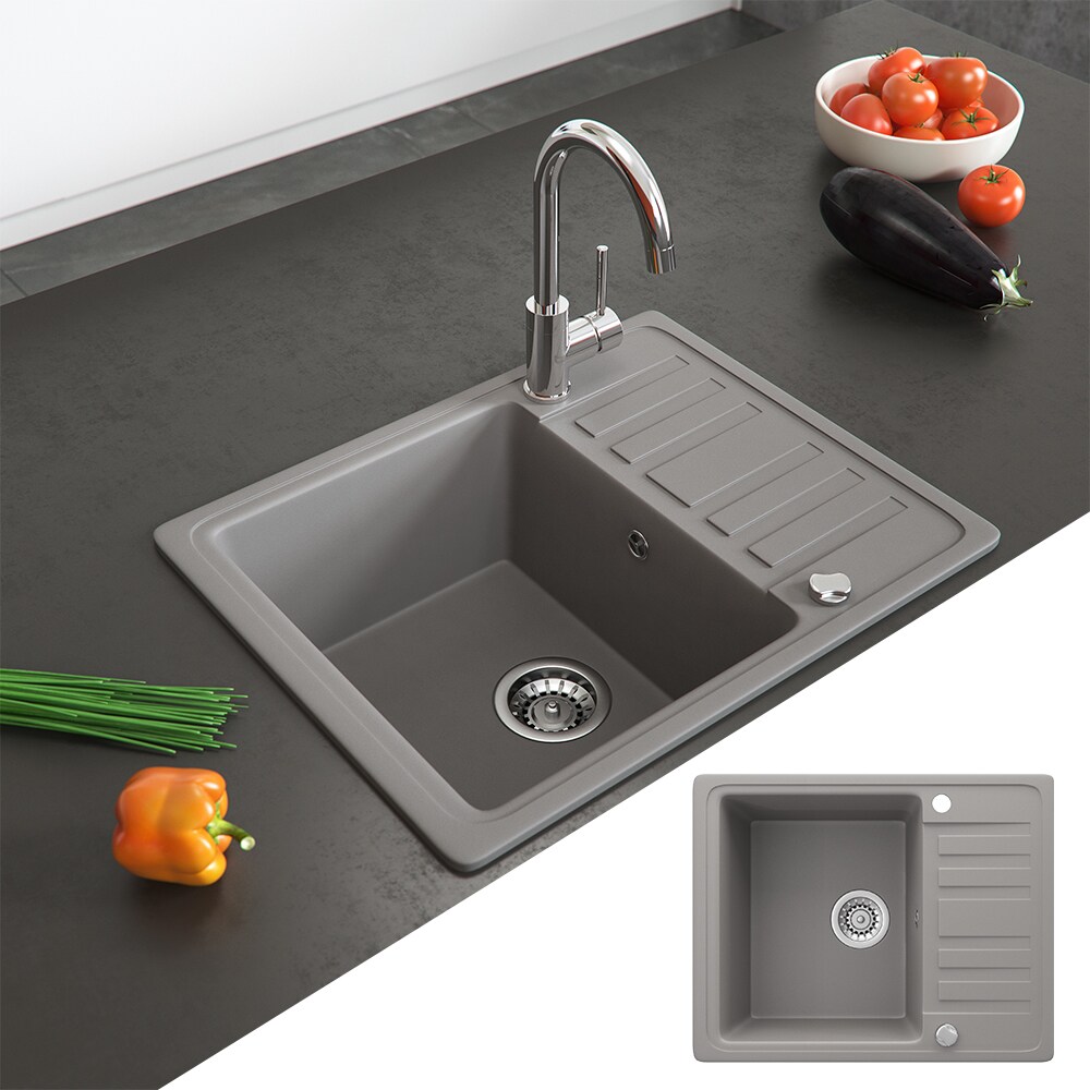Granit Spüle Küchenspüle Einbauspüle Spülbecken 575x460mm Beton