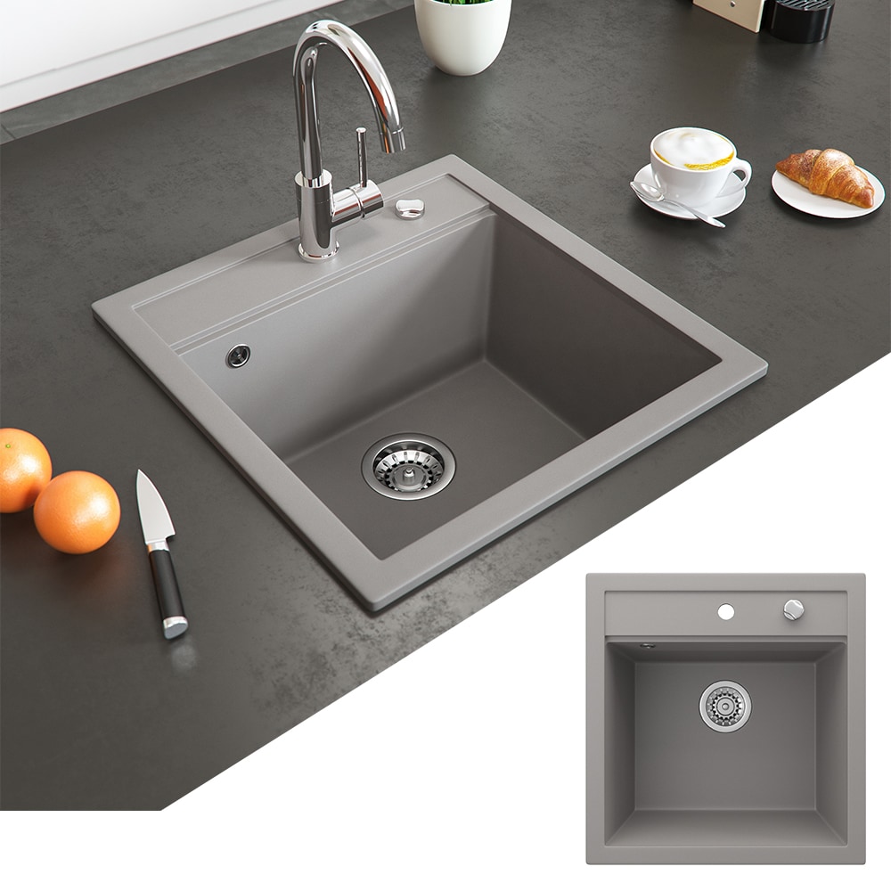 Bergstr&ouml;m Granit Sp&uuml;le K&uuml;chensp&uuml;le Einbausp&uuml;le Sp&uuml;lbecken 490x500mm Beton - Bild 1