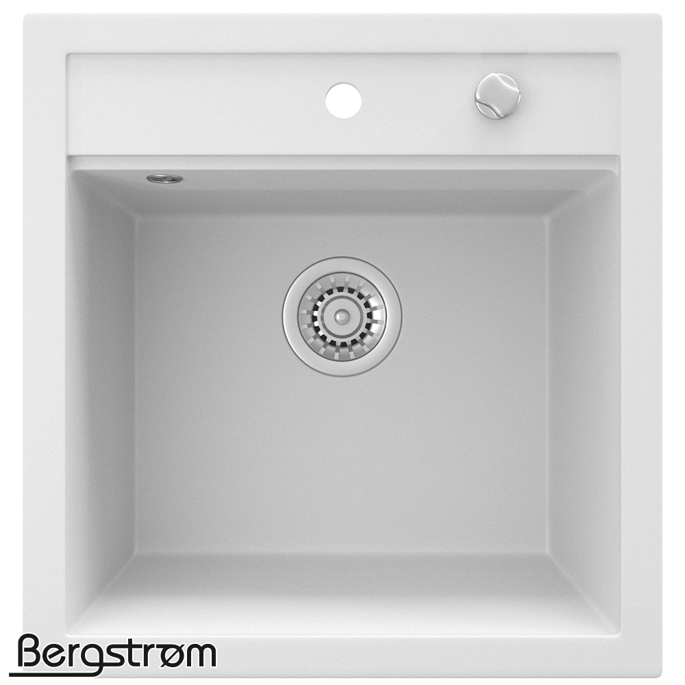 Granitspüle W490 In Weiß – Einbauspüle Mit Überlauf & Drehexcenter, Made In Germany