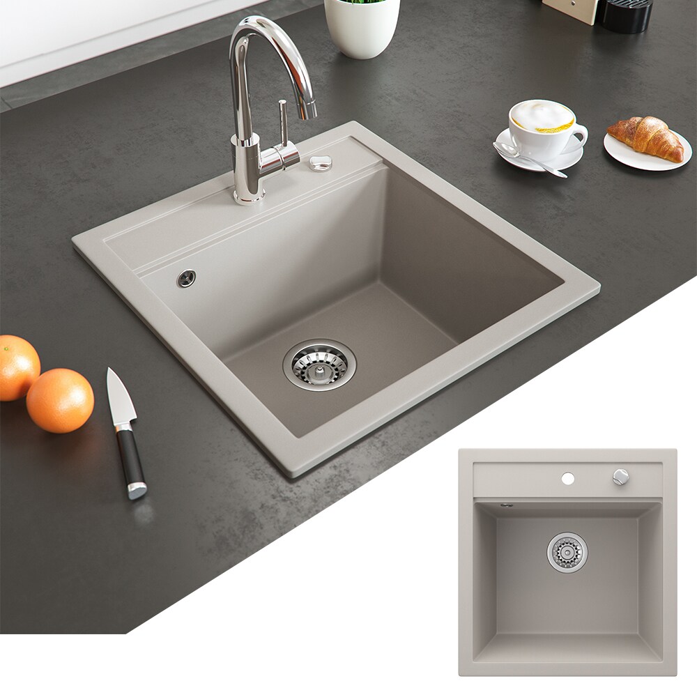 Bergstr&ouml;m Granit Sp&uuml;le K&uuml;chensp&uuml;le Einbausp&uuml;le Sp&uuml;lbecken 490x500mm Beige - Bild 1