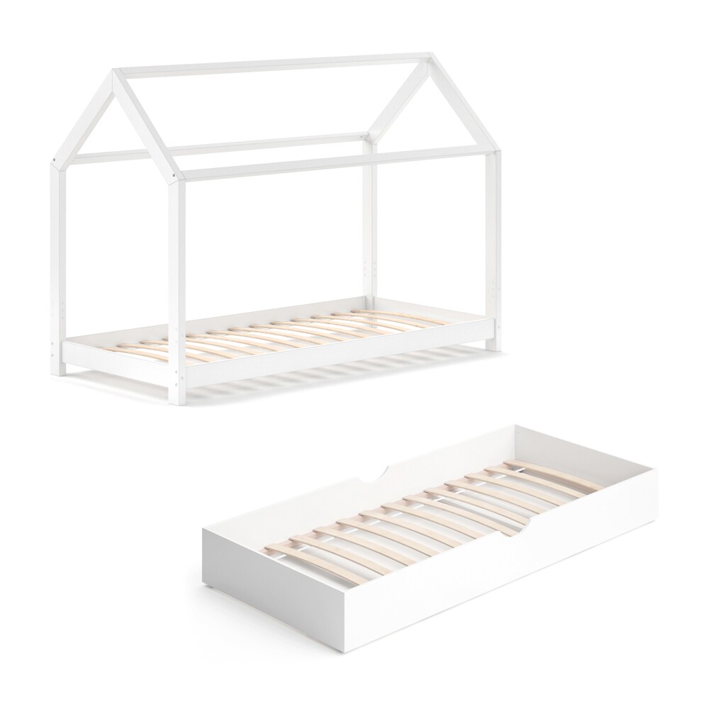 VITALISPA Kinderbett WIKI 90x200 cm Wei&szlig; Schlafplatz Unterbett Hausbett Kinderhaus - Bild 1
