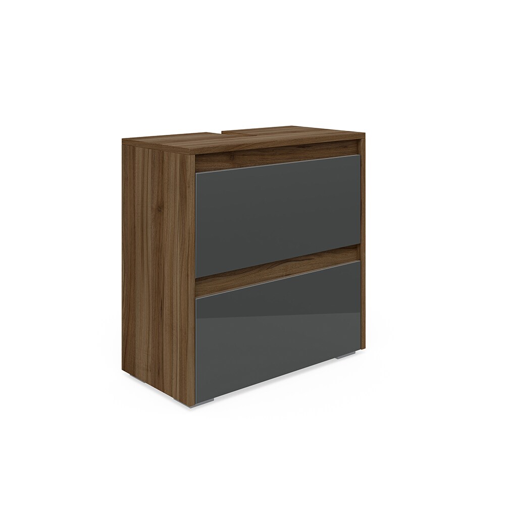 VICCO Waschbeckenunterschrank MAJEST Nussbaum Anthrazit hochglanz Unterschrank - Bild 1