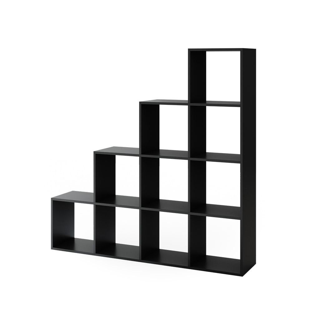 VICCO Treppenregal 10 F&auml;cher Schwarz - Raumteiler Stufenregal B&uuml;cherregal - Bild 1
