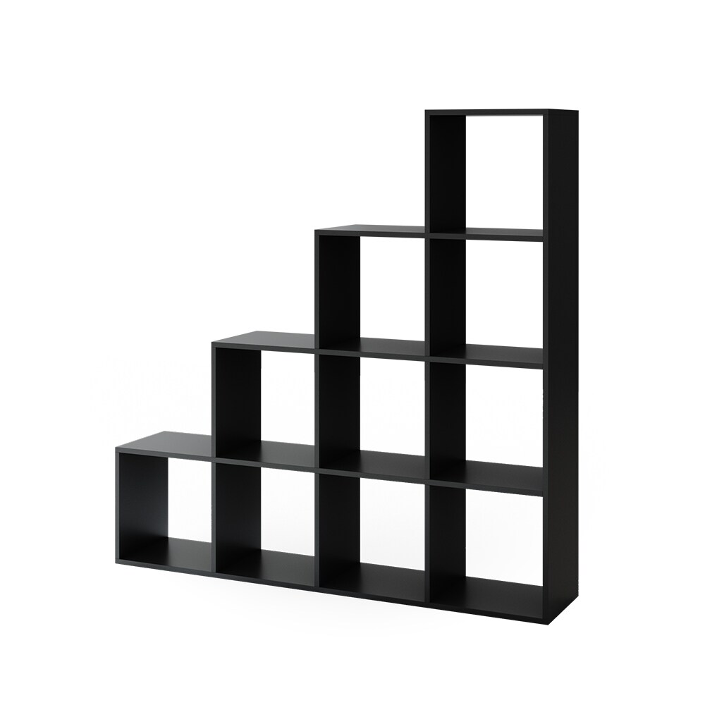 VICCO Treppenregal 10 Fächer Schwarz - Raumteiler Stufenregal Bücherregal