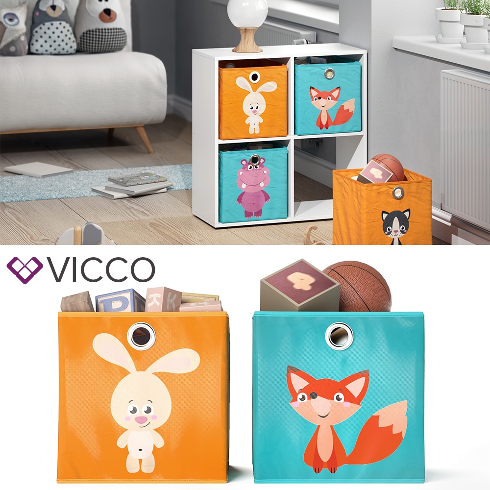 VICCO 2er Set Faltbox 30x30 cm Kinder Faltkiste Aufbewahrungsbox Regalkorb - Bild 1