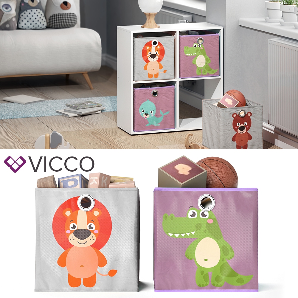 VICCO 2er Set Faltbox 30x30 cm Kinder Faltkiste Aufbewahrungsbox Regalkorb - Bild 1