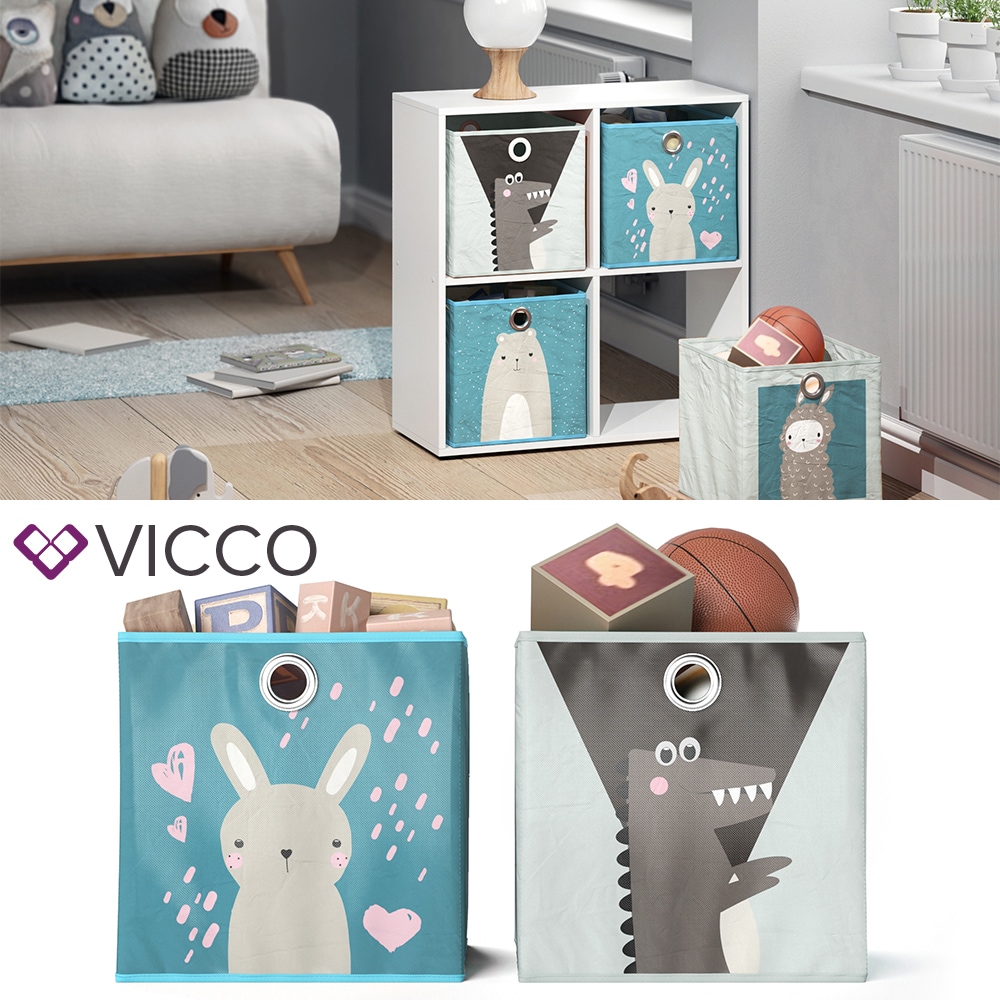VICCO 2er Set Faltbox 30x30 cm Kinder Faltkiste Aufbewahrungsbox Regalkorb - Bild 1