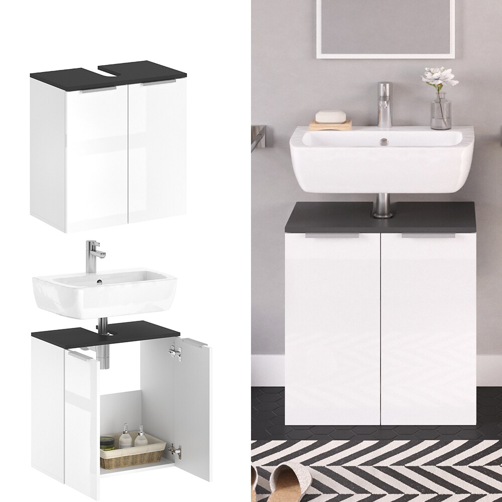 VICCO Waschtischunterschrank OTIS Wei&szlig; - Badezimmerschrank Hochschrank Regal Badregal Bad - Bild 1