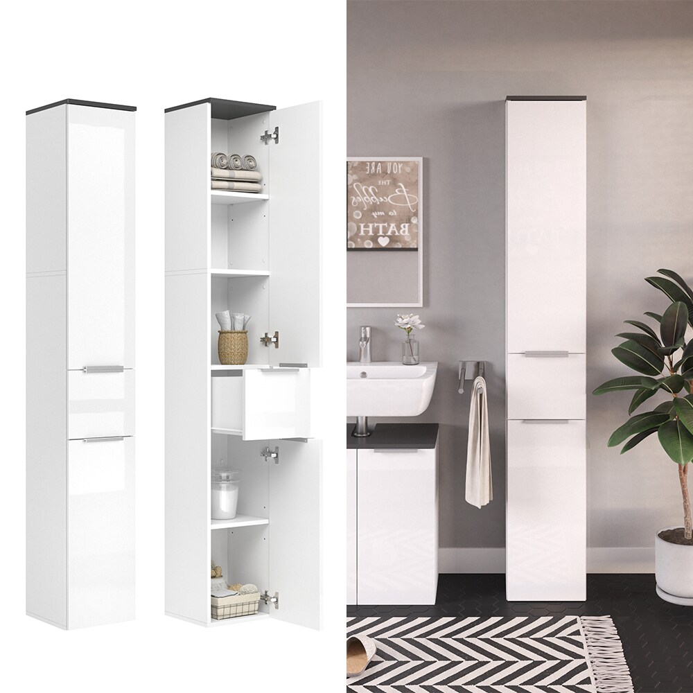 VICCO Badhochschrank OTIS Wei&szlig; - Badezimmerschrank Hochschrank Regal Badregal Bad - Bild 1