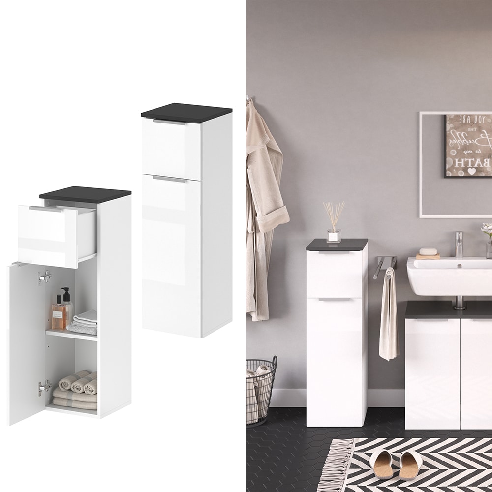 VICCO Badmidischrank OTIS Wei&szlig; - Badezimmerschrank Hochschrank Regal Badregal Bad - Bild 1