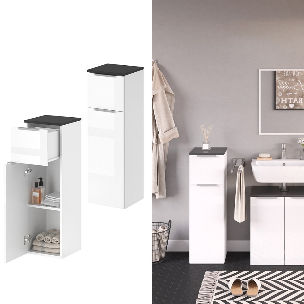 VICCO Badmidischrank OTIS Weiß – Badezimmerschrank Hochschrank Regal Badregal Bad | 04251421933132