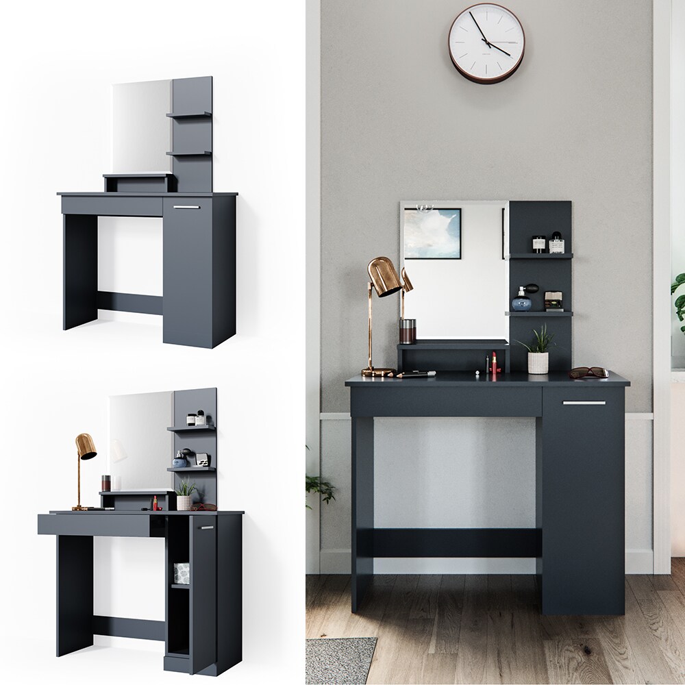 Vicco Schminktisch Julia Frisiertisch Kommode Frisierkommode Spiegel Anthrazit - Bild 1