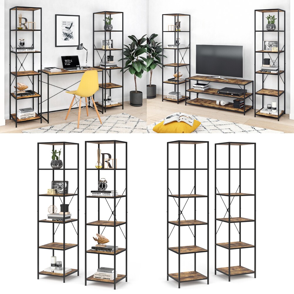 VICCO Loft Standregal Fyrk 2er Set B&uuml;cherregal Wandregal Holz Regal 174x40x40 cm - Bild 1