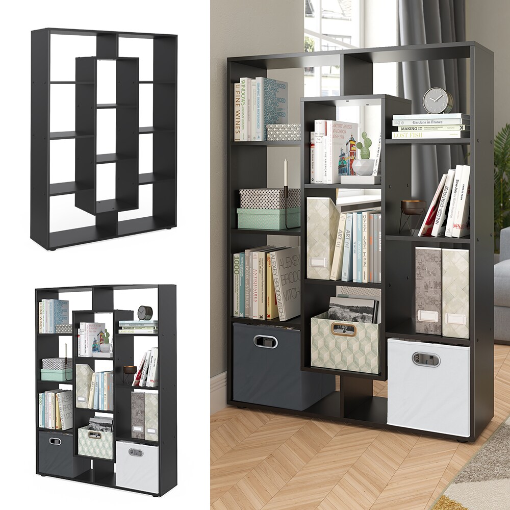 VICCO Raumteiler 11 Fächer Schwarz Bücherregal Standregal Wandregal Büroregal