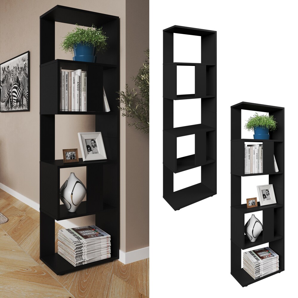 VICCO Raumteiler Schwarz B&uuml;cherregal Standregal Aktenregal Hochregal Aufbewahrung Regal - Bild 1